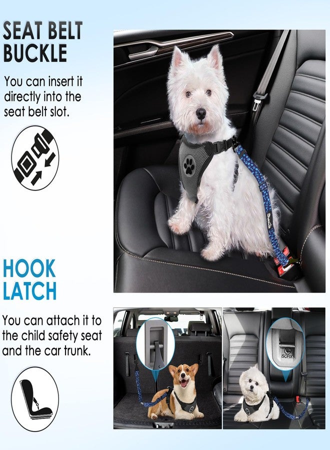 Lukovee Dog Seatbelt Leash for Cars, 2 Pack Pet Safety Car Seat Belt with Adjustable Buckle & Reflective Bungee, Connect Dog Harness in Vehicle Car Dogs Restraint Travel Daily Use (Blue Paw) - Image 5